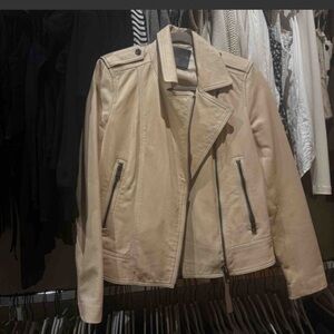 Massimo Dutti Beige Leather Jacket
